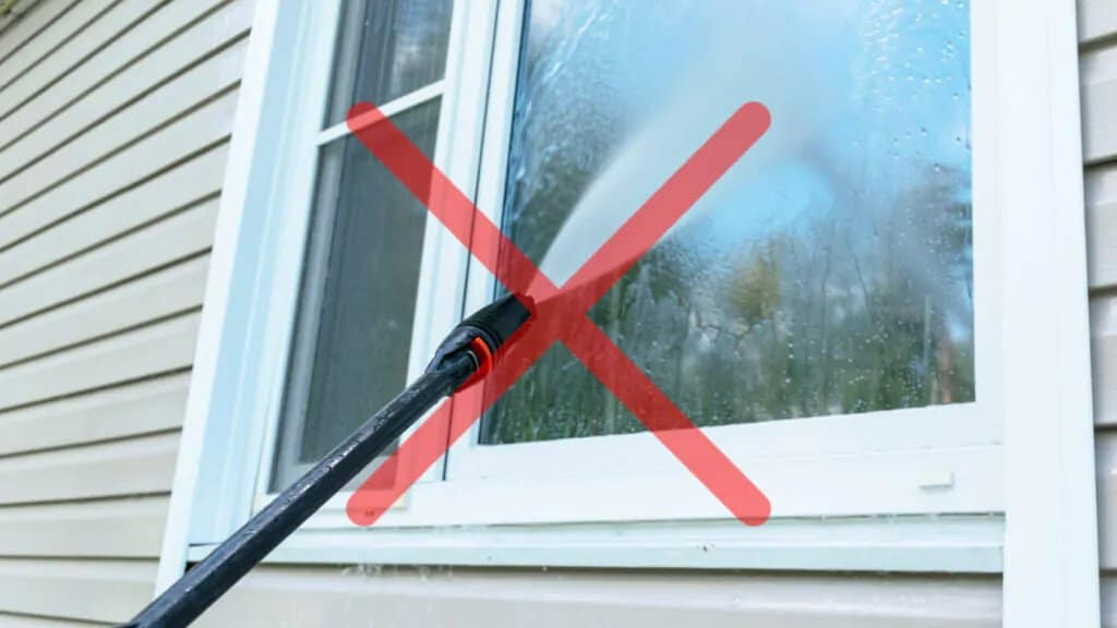 Never use pressure wash on