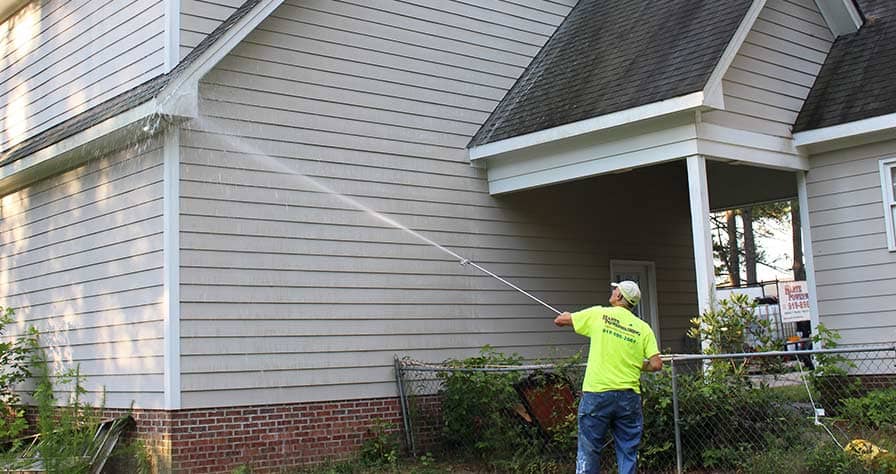 power washing a house